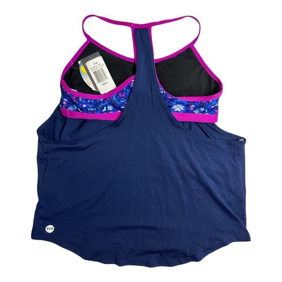 TYR Navy Tankini Top With Built In Bra Women's Size L 10/12 NWT - Picture 2 of 5